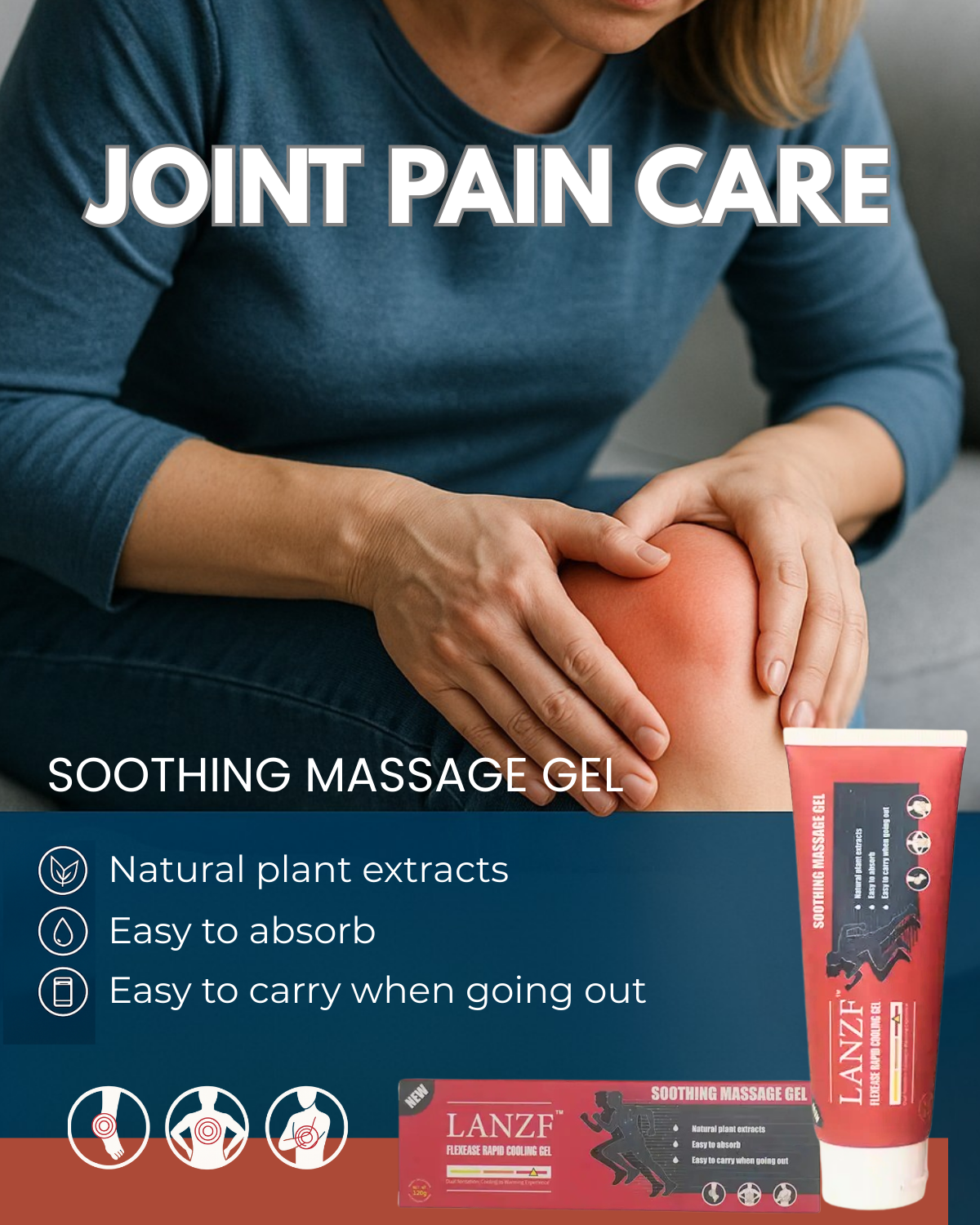 LANZF Joint Pain Relief Gel | Fast-Absorbing Muscle & Knee Pain Cream